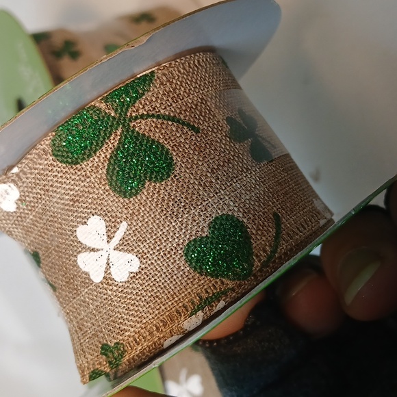 Shamrock Print Wire Edge Ribbon - Picture 5 of 6